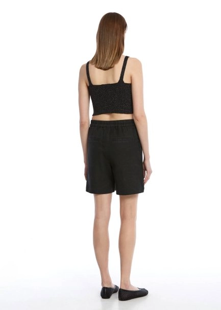 BLACK LINEN SHORTS - 5