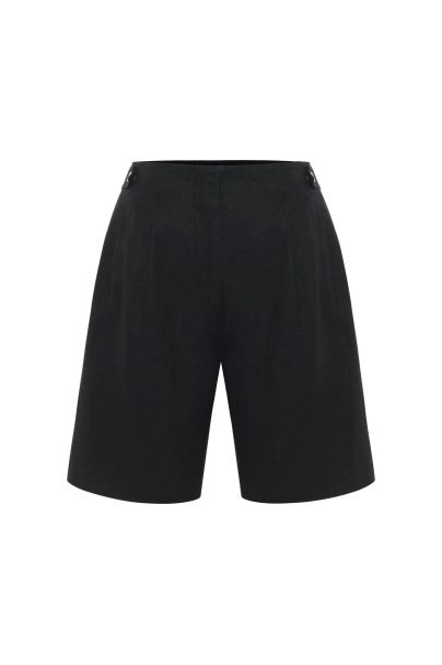 BLACK LINEN SHORTS - 6