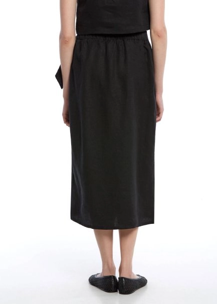 BLACK LINEN SKIRT - 5