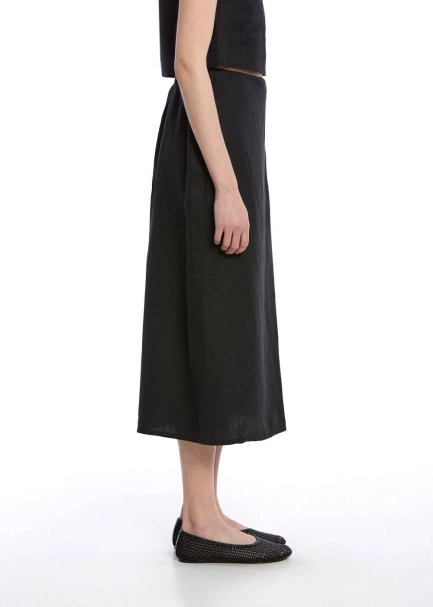 BLACK LINEN SKIRT - 4