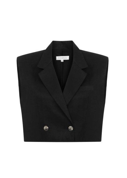 BLACK LINEN VEST - 6