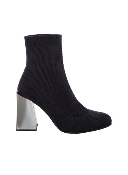 Black Lurex Knit Sock Booties - 6