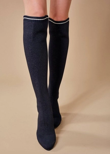  BLACK LUREX KNIT SOCK BOOTS - 3