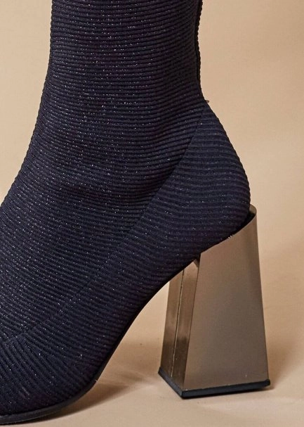  BLACK LUREX KNIT SOCK BOOTS - 2