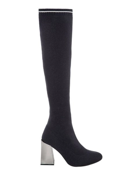  BLACK LUREX KNIT SOCK BOOTS - 5