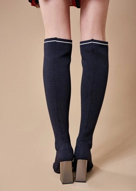  BLACK LUREX KNIT SOCK BOOTS - 4