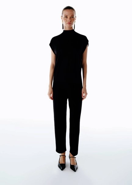 BLACK MERINO WOOL BLEND KNIT TOP - 2