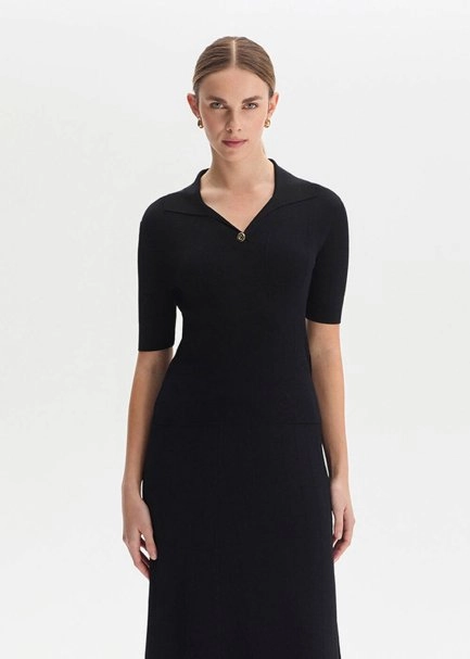 Black Polo Neck Knıt Top - 4
