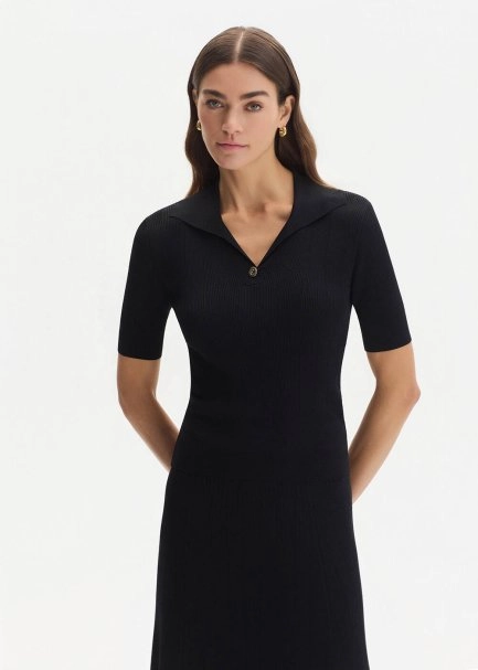 Black Polo Neck Knıt Top - 1