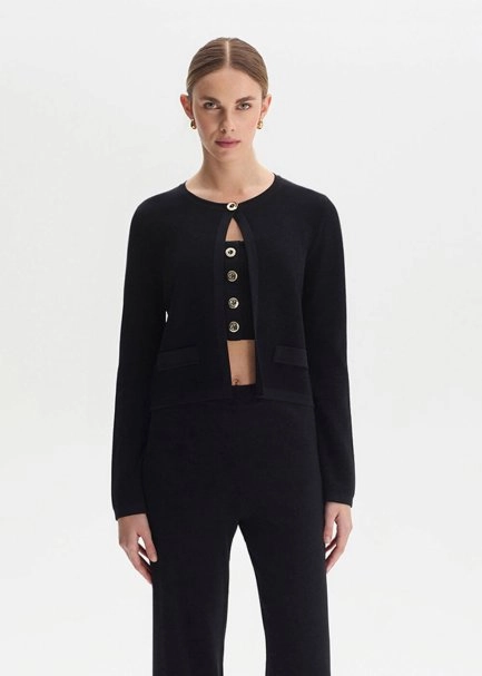 Black Regular Fıt Knıt Jacket - 4