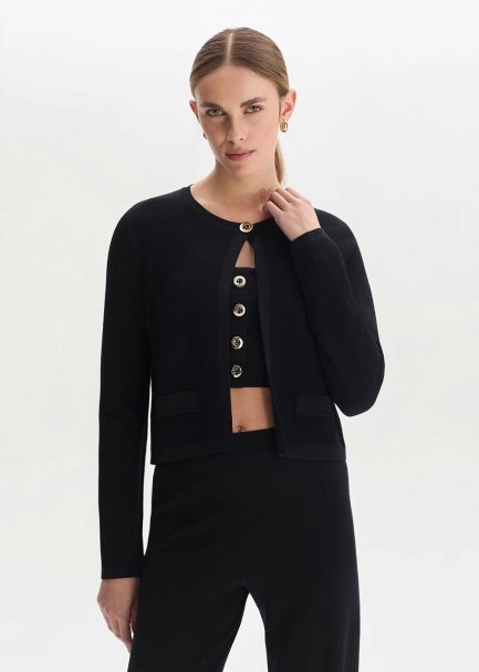 Black Regular Fıt Knıt Jacket - 3