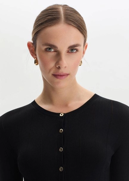 BLACK SLIM FIT KNIT CARDIGAN - 3