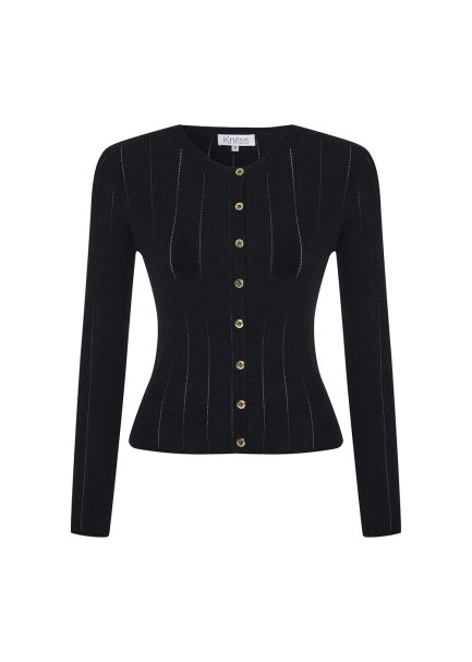 BLACK SLIM FIT KNIT CARDIGAN - 6