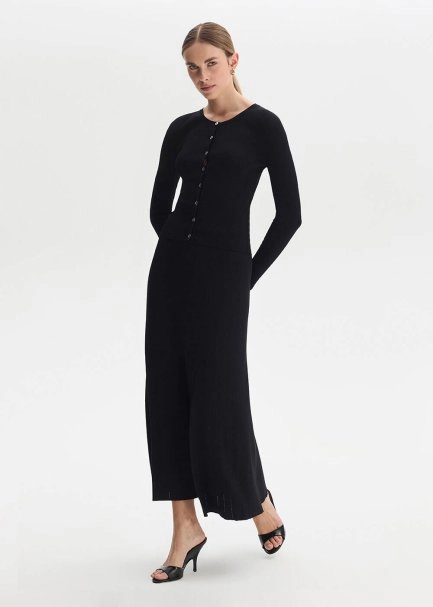 BLACK SLIM FIT KNIT CARDIGAN - 2