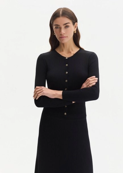 BLACK SLIM FIT KNIT CARDIGAN - 1