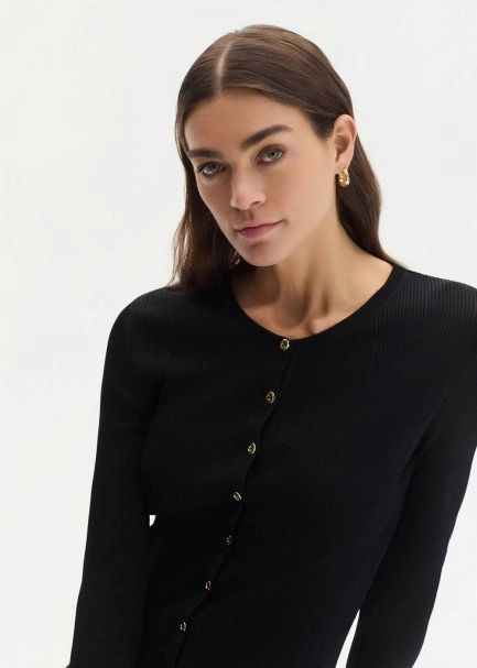 BLACK SLIM FIT KNIT CARDIGAN - 4