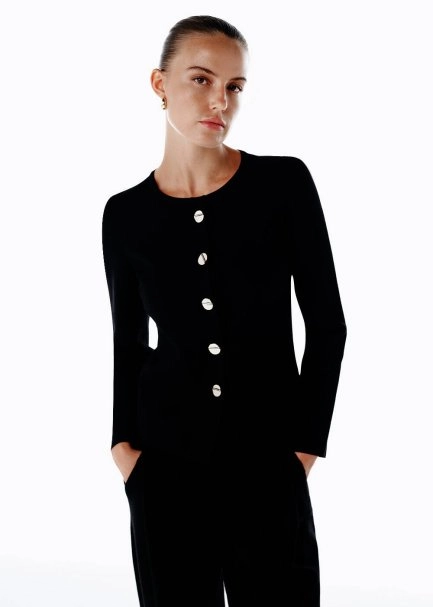 BLACK SLIM FIT KNIT JACKET - 1