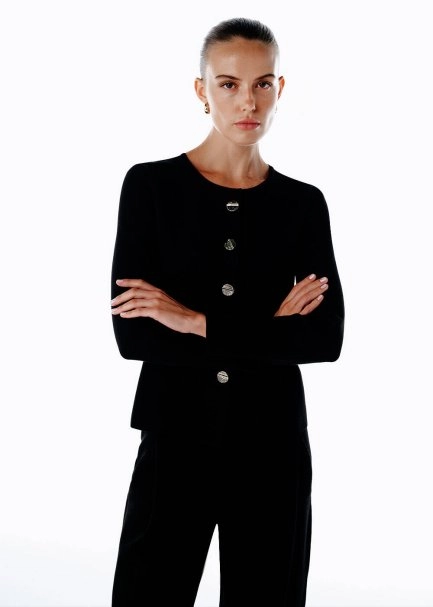 BLACK SLIM FIT KNIT JACKET - 3