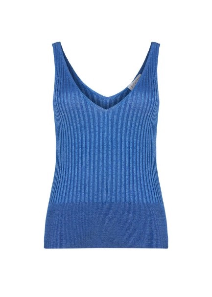 Blue Sleeveless Knit Tank Top - 8