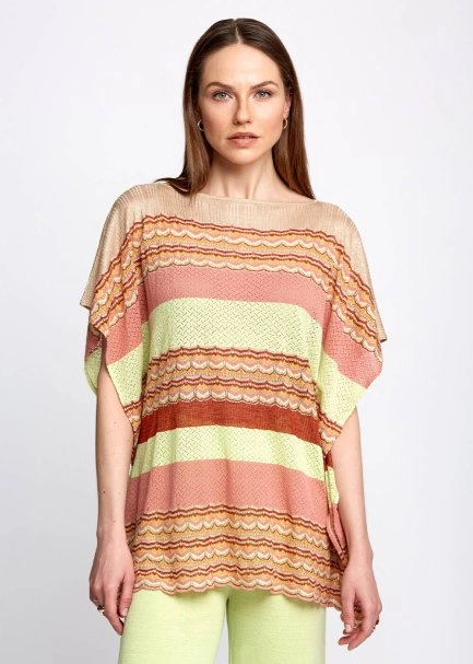 Boat Neck Pointelle Detail Knit Tunic - 1