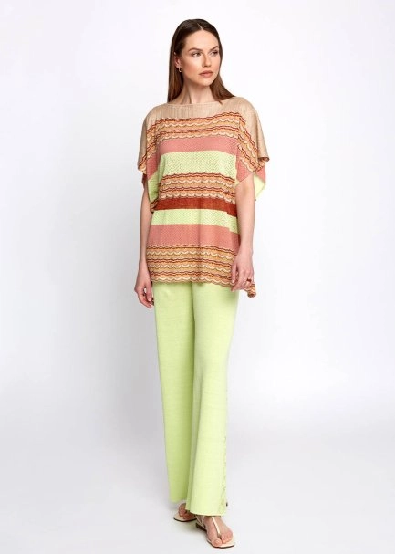 Boat Neck Pointelle Detail Knit Tunic - 2