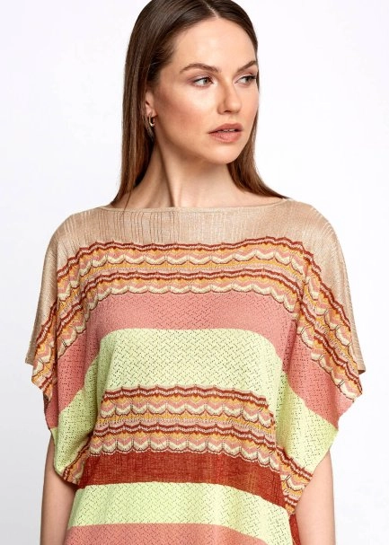 Boat Neck Pointelle Detail Knit Tunic - 6