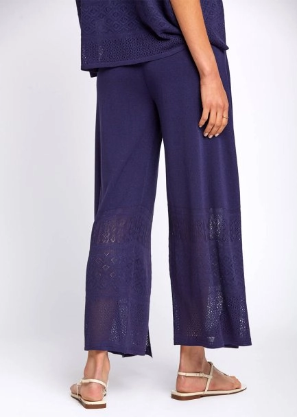 Bohem Tarz Crop Lacivert Triko Pantolon - 3