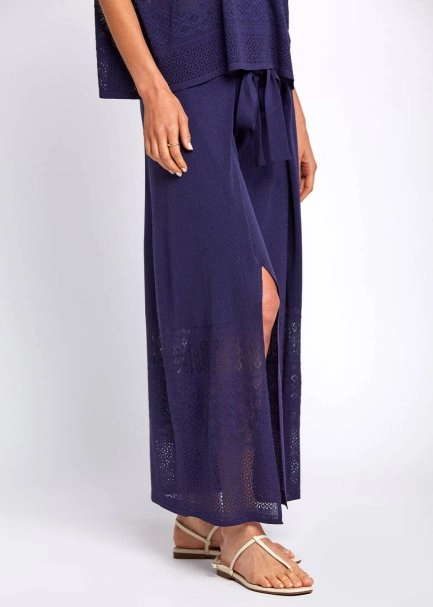 Bohem Tarz Crop Lacivert Triko Pantolon - 4