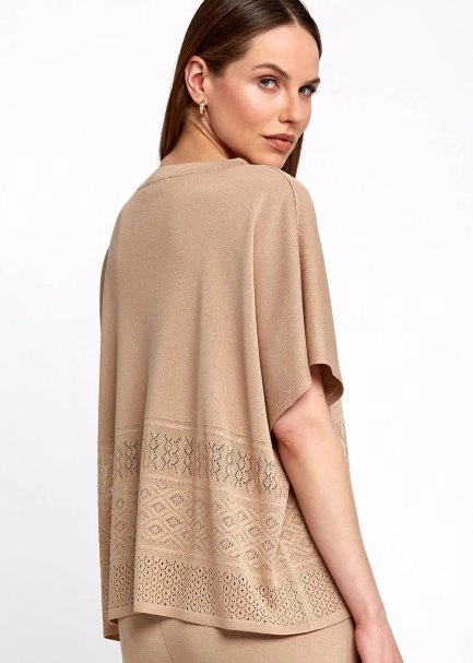 Bohem Tarz Oversize Bej Triko Üst - 7