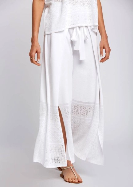 Bohemian Cropped White Knit Pants - 4