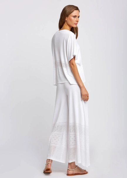 Bohemian Cropped White Knit Pants - 6