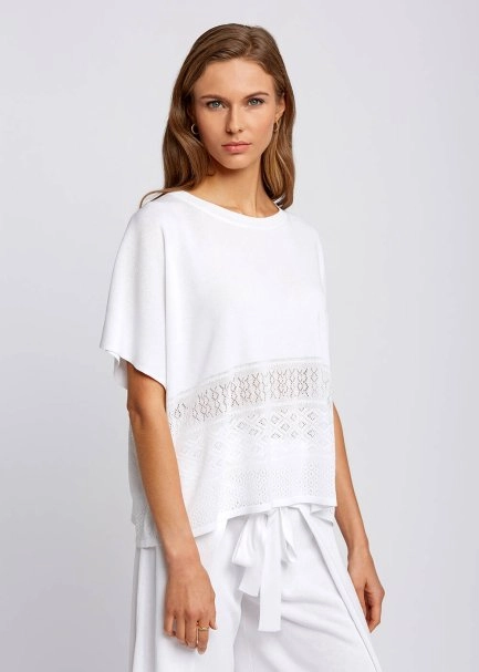 Bohemian Oversize White Knit Top - 4