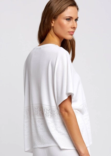 Bohemian Oversize White Knit Top - 7
