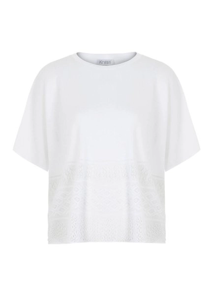 Bohemian Oversize White Knit Top - 8