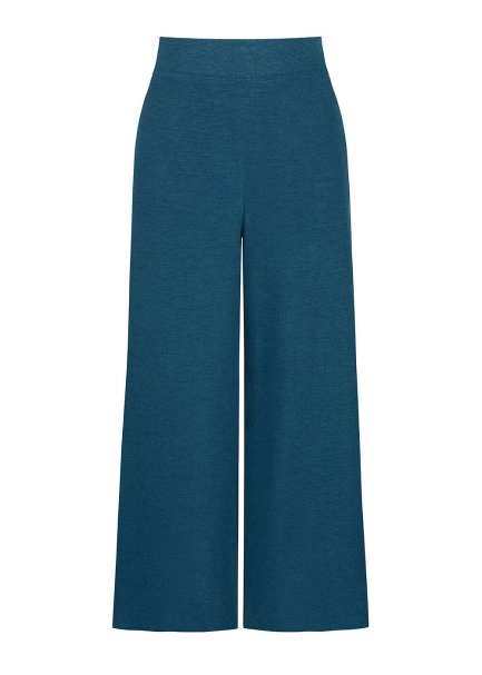 Bol Kesim Crop PETROL RENGİ Triko Pantolon - 8