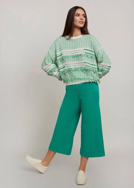 Geniş Paça Yeşil Trıko Pantolon - 5