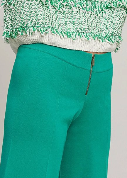 Geniş Paça Yeşil Trıko Pantolon - 7