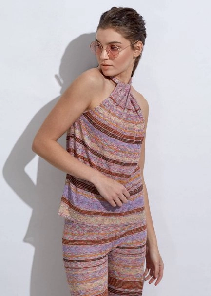 Boyundan Bağlamalı Halter Yaka Triko Üst - 6