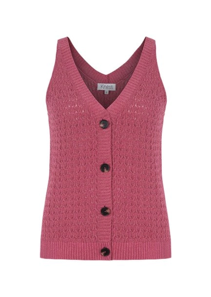Braid Detailed Sleeveless Pink Knit Top - 8