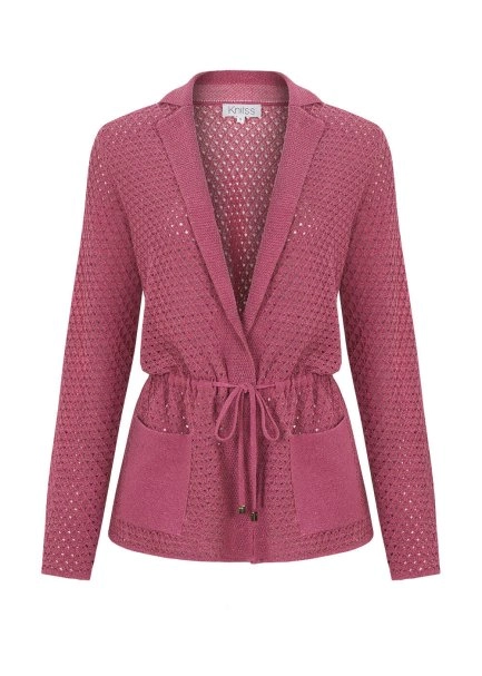 Braided Detail Pink Knit Jacket - 8