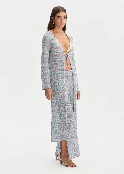 BUBBLE COLOR BLOCK SHIMMERY KNIT CAFTAN - 4