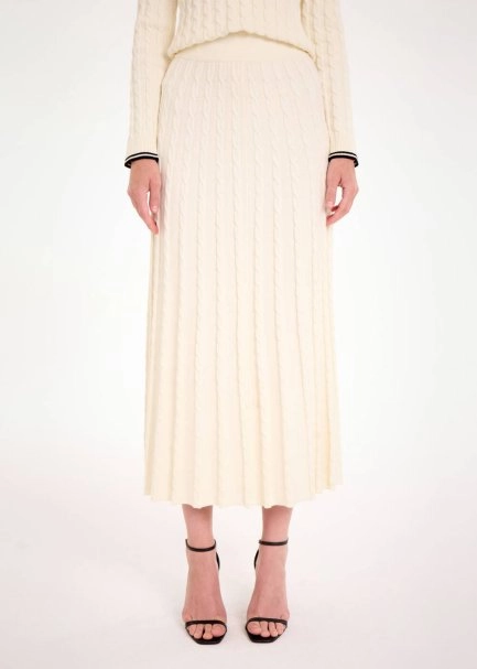 CABLE CONTRAST MIDI LEG PANNA KNIT SKIRT - 1