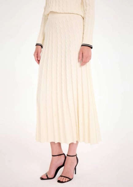 CABLE CONTRAST MIDI LEG PANNA KNIT SKIRT - 3