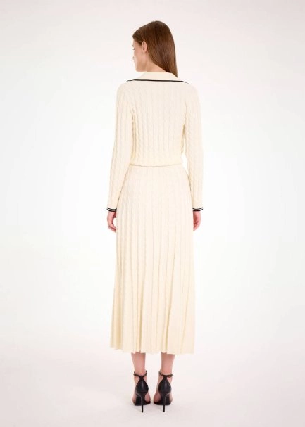 CABLE CONTRAST MIDI LEG PANNA KNIT SKIRT - 5