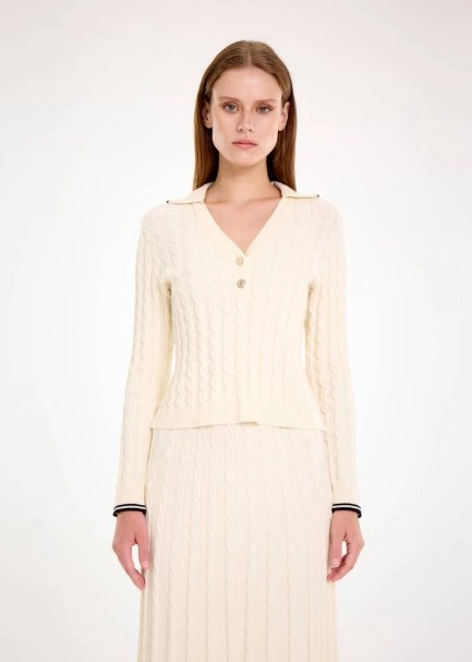 CABLE CONTRAST STRIPED PANNA SWEATER - 1