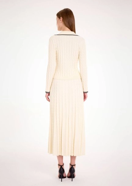 CABLE CONTRAST STRIPED PANNA SWEATER - 5