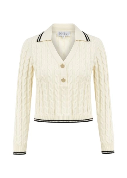 CABLE CONTRAST STRIPED PANNA SWEATER - 6