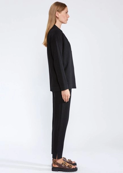 Cable Detailed Black Cashmere Knit Cardigan - 4