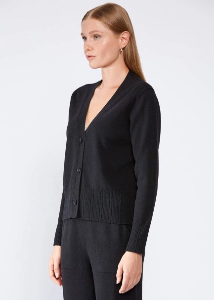 Cable Detailed Black Cashmere Knit Cardigan - 3