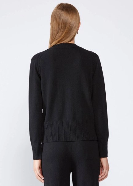 Cable Detailed Black Cashmere Knit Cardigan - 5